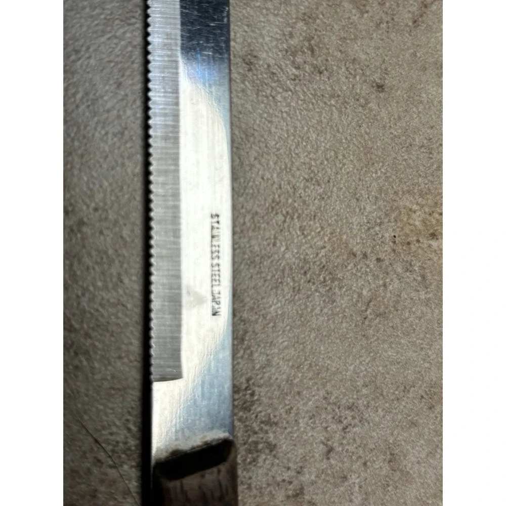 2 Cheese Knife W/ Fork Tip Wooden Handle Serrated Stainless Steel Japan Taiwan